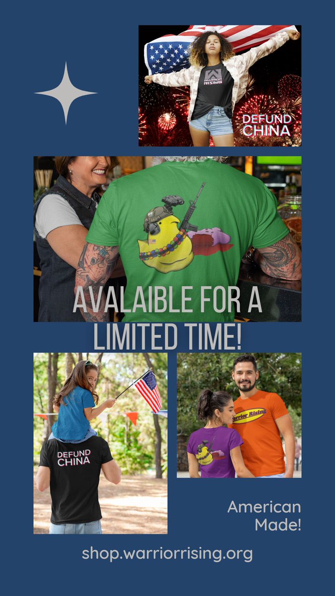 warriorrising's tweet photo. Have you purchased your Exclusive April merch yet?

Be a lot cooler if you did! https://t.co/QaJUjX0orl

#warriorrising #defundchina #americanmade https://t.co/stXlv6HMXn