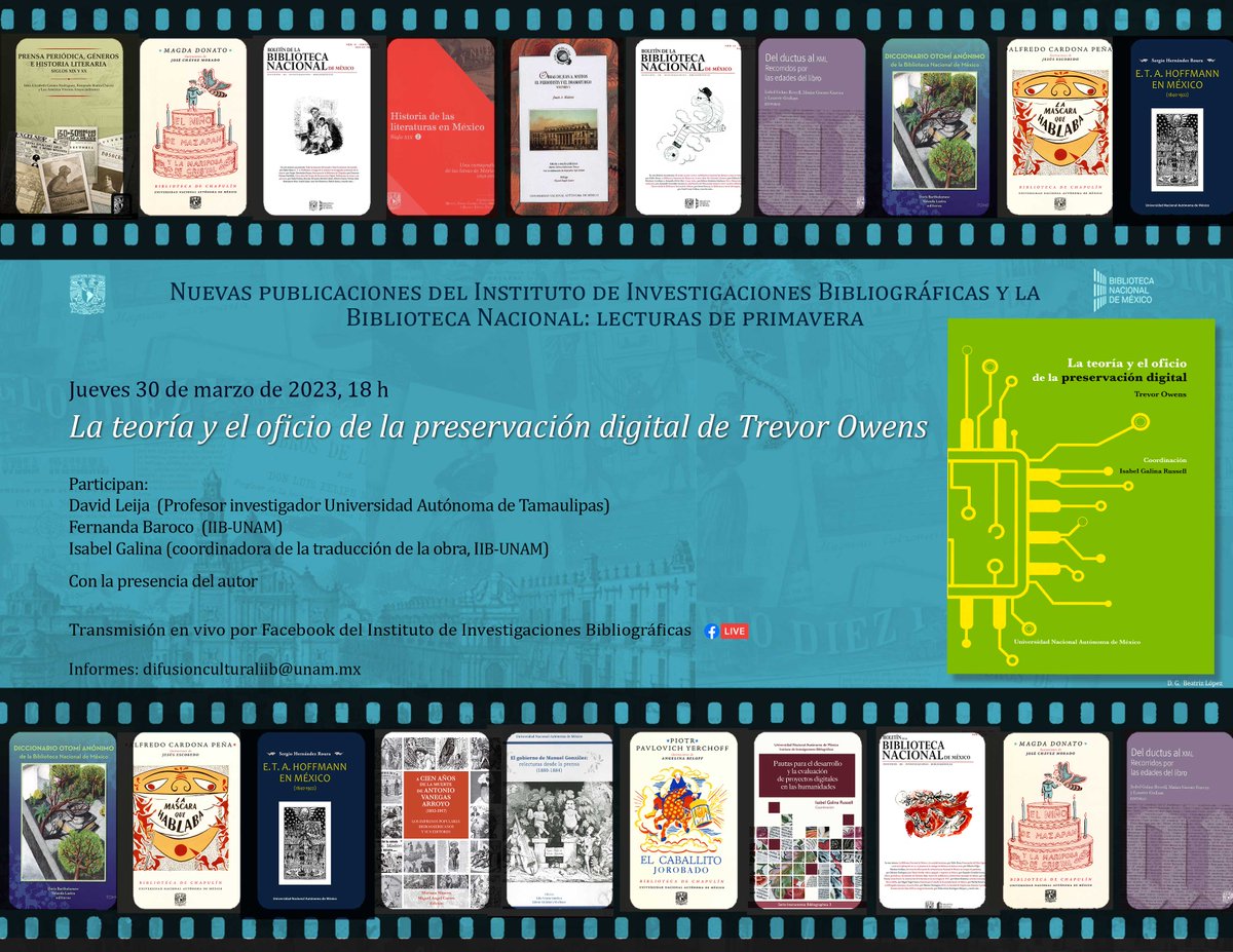 Este jueves 30 de marzo a las 18hrs (CDMX) se presentará la traducción del libro: “La teoría y el oficio de la preservación digital de Trevor Owens". 
Me acompañan @davidleijamx y Fernada Baroco. ¡Ojalá ustedes también! facebook.com/BiblioNacMex.H… <a href="/IIBUNAM/">Biblioteca Nacional de México</a> <a href="/gpdmx/">Grupo de Preservación Digital</a> <a href="/tjowens/">Trevor Owens</a> <a href="/Red_HD/">Red HD</a>