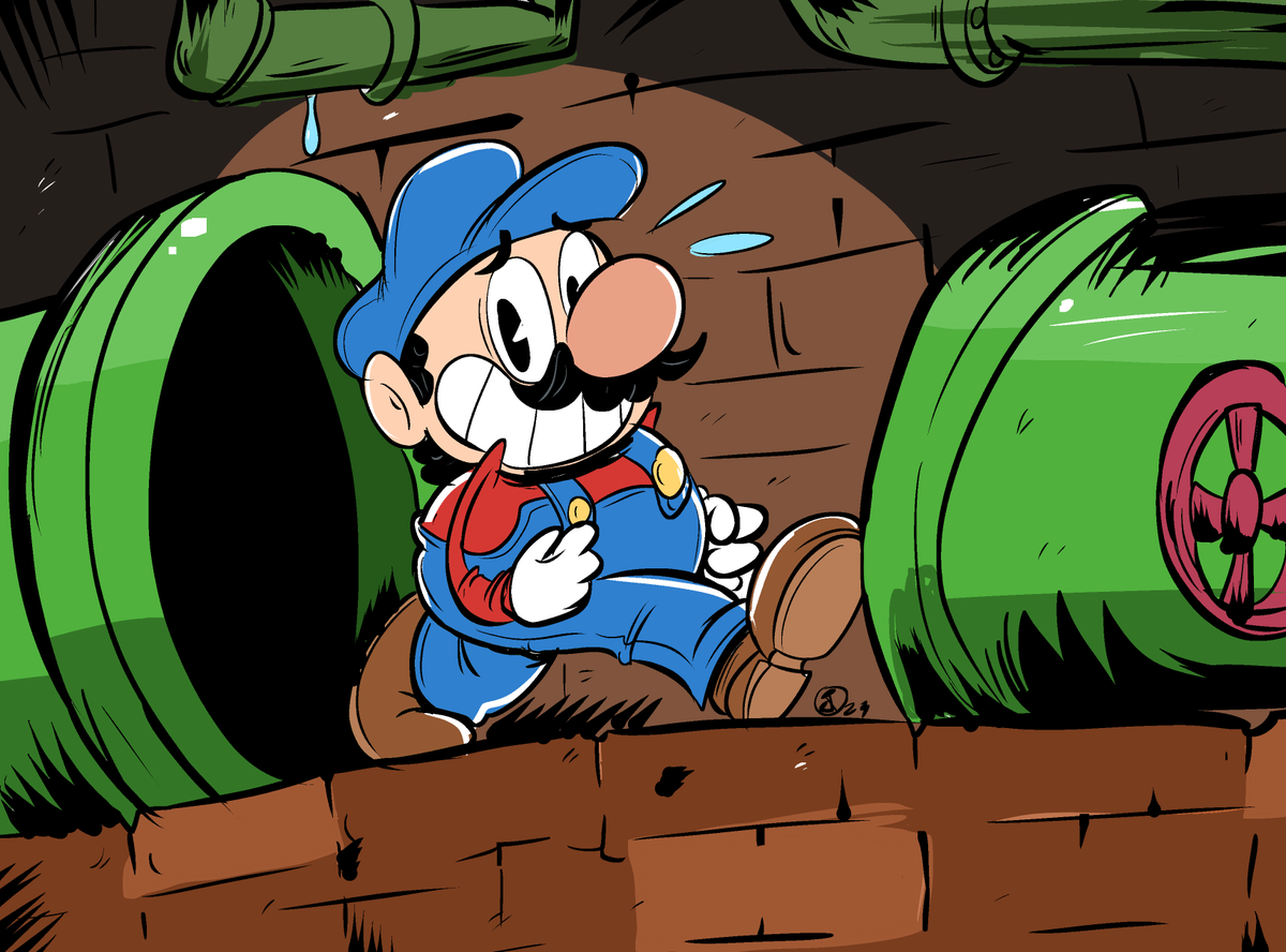 「haven't doodled in a weekHere's Mario Br」|DumbNBass (Comms OPEN)のイラスト