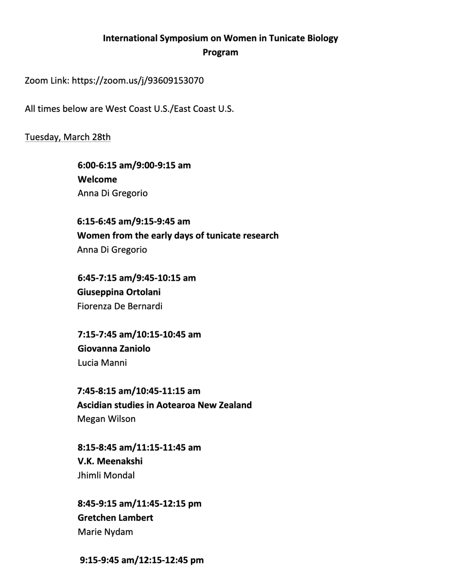 Aniseed_DB's tweet photo. Don't miss the online symposium dedicated to recognizing and celebrating the contributions of women to the field of tunicate biology! The symposium will be held online via Zoom on March 28-29, 2023 (Tomorrow! Be ready :)). 
Zoom link: https://t.co/ue0NoxYk7u https://t.co/akoY0N9sIc
