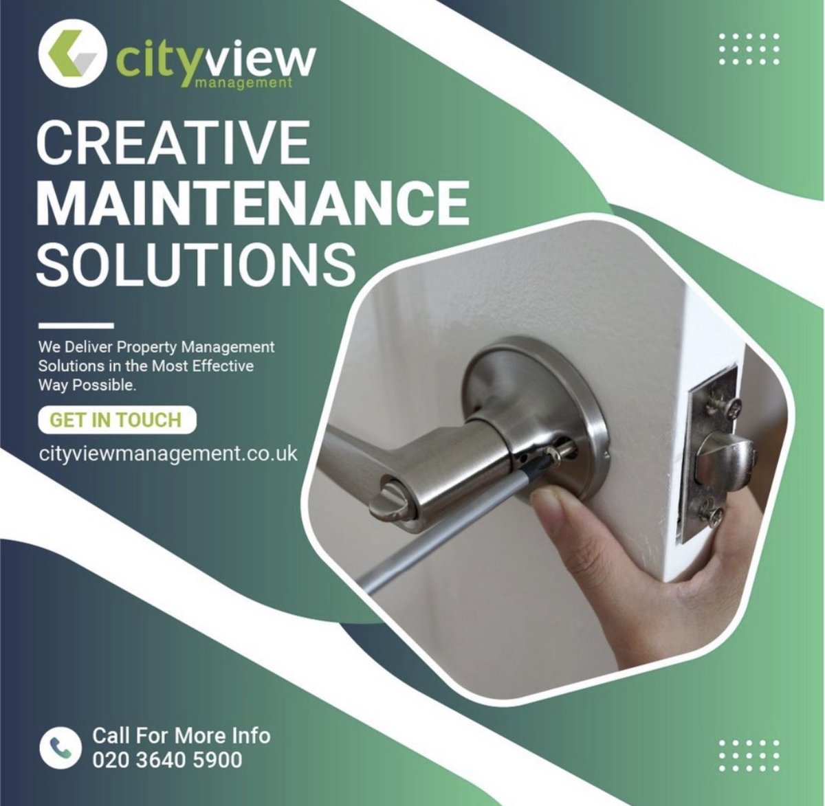CityViewM's tweet photo. Reactive Property Management
Fully Reactive Property Maintenance Solutions, if you would like to book or discuss a bespoke reactive maintenance service, we would love to hear from you.
🌐 https://t.co/NgvtNmlAvd
✉️ info@cityviewmanagement.co.uk
📞 020 3640 5900 https://t.co/p0vYLDt6rS