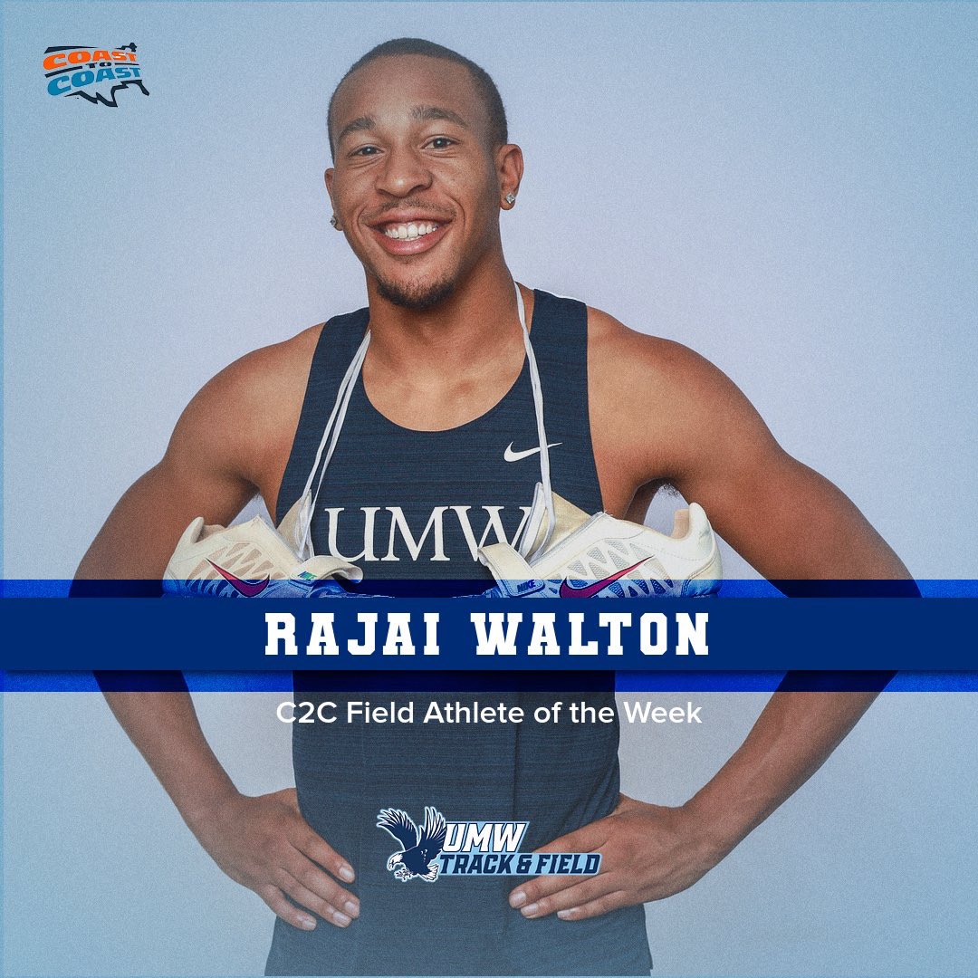 Not only did Raj win the triple jump this past weekend he also got C2C field athlete of the week and a 3rd place ranking in the DIII NCAA! Big things are coming! #umwxctf #getdirtygowash #umwathletics #marywash