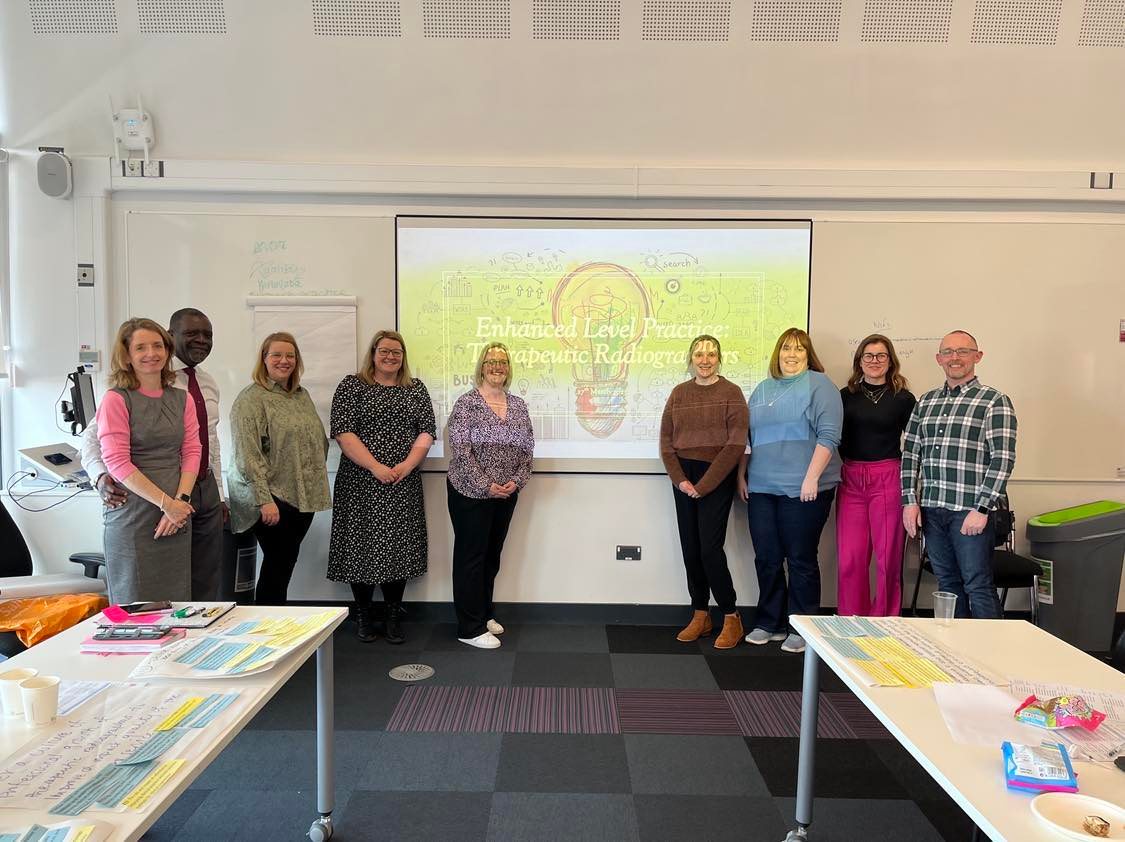 A very busy and productive day working on enhanced level practice for Therapeutic Radiographers. All fuelled by tea, coffee, biscuits, percy pigs and love hearts. Thank you everyone for your contributions (sorry we didn't get our on line group in the photo).