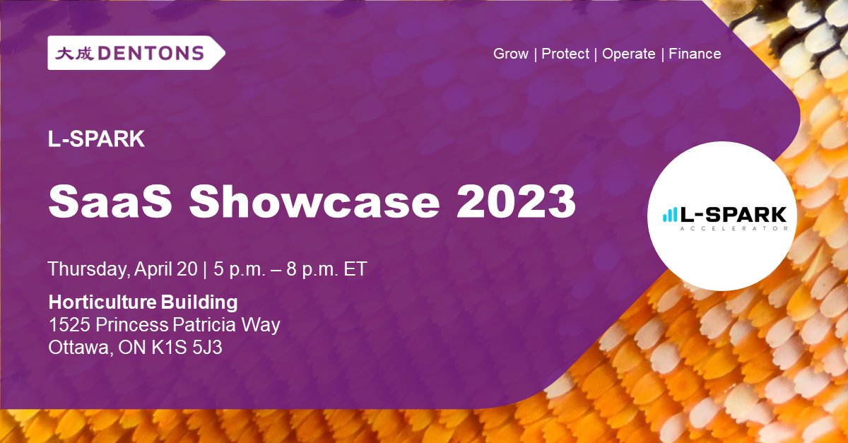 Join us for the 2023 @LSPARKGlobal #SaaS Showcase and Dentons After Party to support dynamic #entrepreneurs pitching to the Ottawa #tech community. Our ventre tech team, including @chaserirwin, looks forward to connecting with everyone! eventbrite.ca/e/saas-showcas…