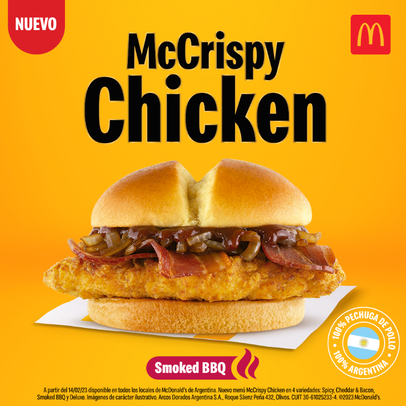 McDonalds_Ar's tweet photo. Si no sabías qué comer, ¡esta es tu señal! McCrispy Chicken #Deluxe, un clásico de pollo con pechuga 100% argentina, tomate, lechuga y mayonesa. 🍗🍅🥬 ¿tentador, no? 😉 https://t.co/e9E8ljCZbK
