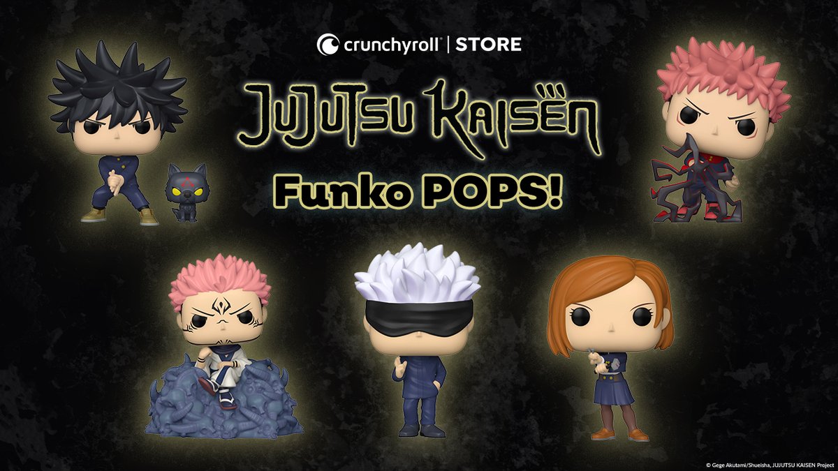 ShopCrunchyroll's tweet photo. Five new in-stock JUJUTSU KAISEN Funko POPS! have been added to the Crunchyroll Store! 🔥 These figures are 100% curse-free, we promise. 

GET: https://t.co/hfHtRSqD5L https://t.co/PWItwYORCZ
