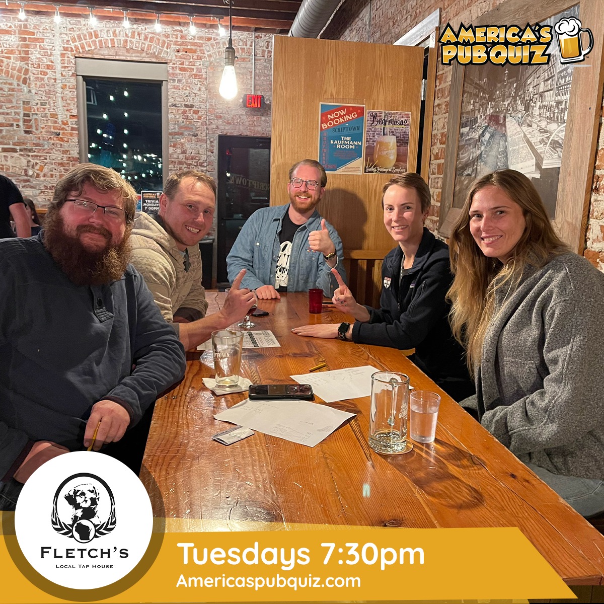 APQKevin's tweet photo. Can Carl and the gang eek out another @americaspubquiz win? Find out tonight @scriptownbrewco
#GoCarlGo! #PubQuiz https://t.co/AUuEUU6iWo