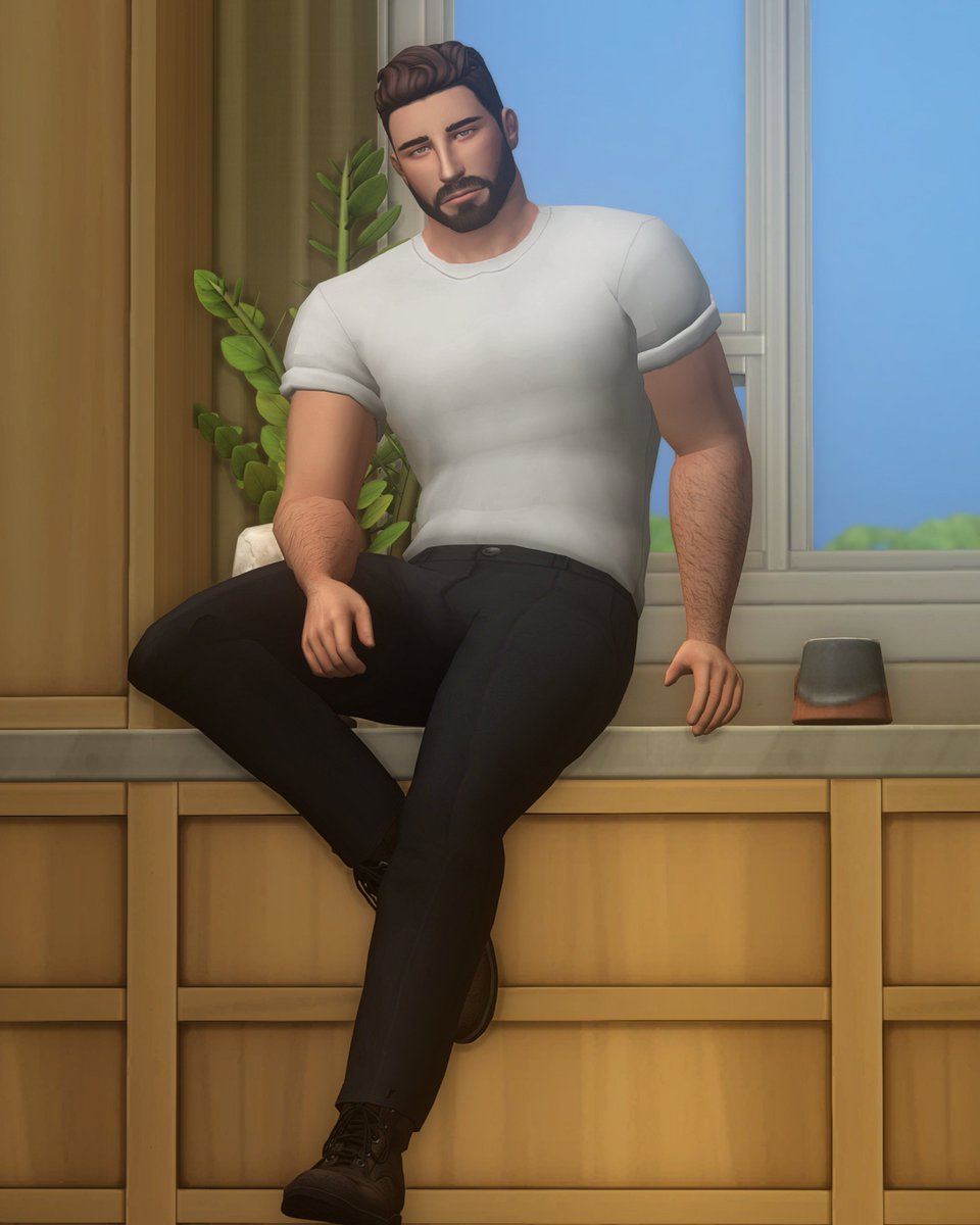 I tried @KatverseCC's stool pose but I saw the opportunity for Ted to sit on the counter instead🤣

#TheSims4 #ShowUsYourSims