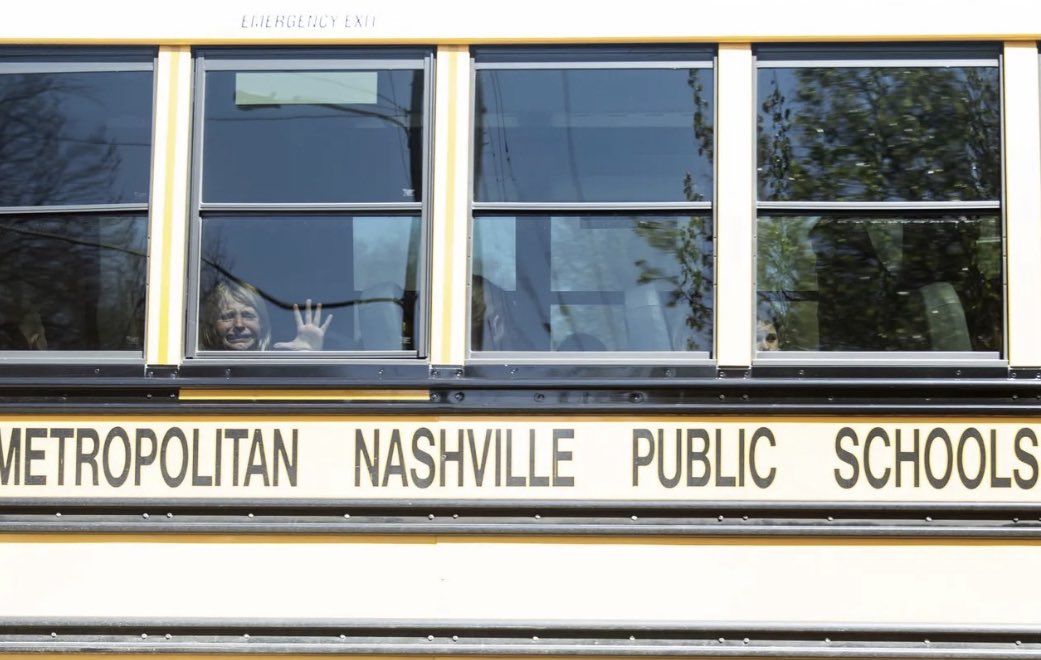 “A child weeps while on the bus leaving, The Covenant School, following a mass shooting a the school Monday morning in Nashville , Tenn., Monday, March 27, 2023.“ Nicole Hester/The Tennessean 

tennessean.com/story/news/202…