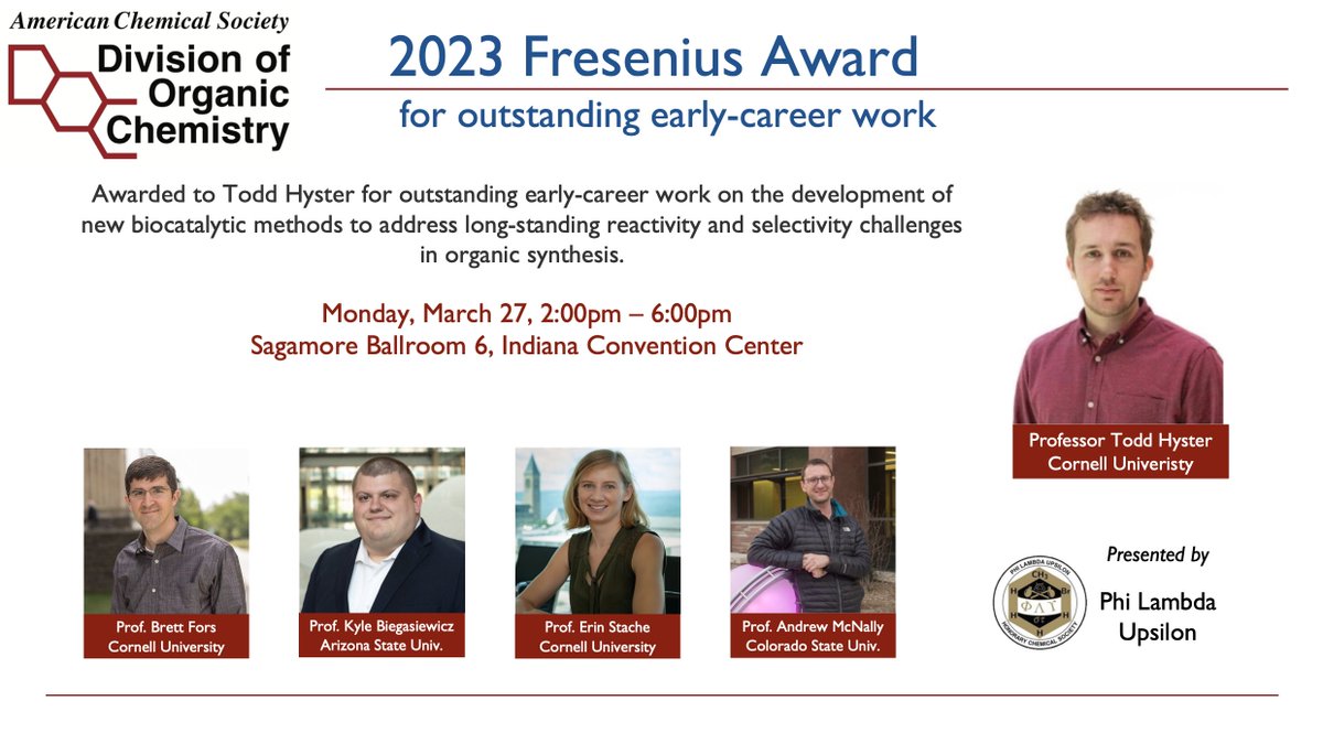 McLaughlin Lab (@mclaughlinlab) on Twitter photo Congratulations to Todd Hyster, recipient of the 2023 Fresenius Award. <a href="/ACSorganic/">ACS Organic Division</a> is honored to host this afternoon's symposium from 2pm to 6pm today in Sagamore 6! <a href="/brett_fors/">Brett Fors</a> <a href="/KFBChem/">Kyle F. Biegasiewicz</a> <a href="/stache_lab/">Stache Lab</a> <a href="/AndyMcNally367/">Andy McNally</a> @HysterLab #ACSSpring2023 Congratulations to Todd Hyster, recipient of the 2023 Fresenius Award. <a href="/ACSorganic/">ACS Organic Division</a> is honored to host this afternoon's symposium from 2pm to 6pm today in Sagamore 6! <a href="/brett_fors/">Brett Fors</a> <a href="/KFBChem/">Kyle F. Biegasiewicz</a> <a href="/stache_lab/">Stache Lab</a> <a href="/AndyMcNally367/">Andy McNally</a> @HysterLab #ACSSpring2023