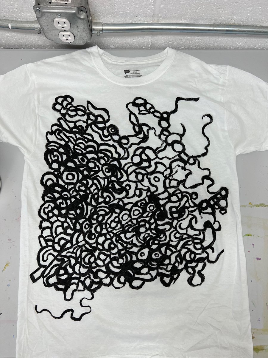 JuliaLaCcat's tweet photo. I have been painting on t-shirts in my line art style. Every t-shirt is unique. #tshirts #lineart #custom #uniqueshirts #fashion #customfashion #juliaguzzio #artist #artistoninstagram #woman #womanartist https://t.co/PFWjLe4bCm