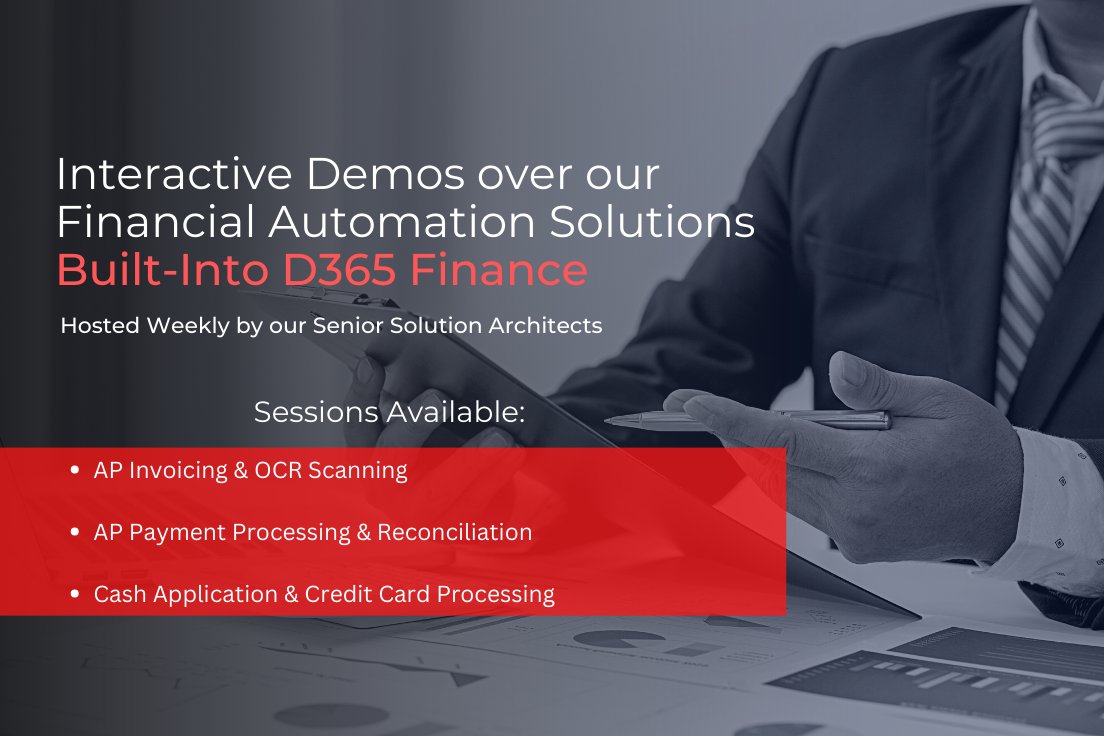 Learn how you can automate banking and treasury functions directly within your #D365Finance ERP system. Join us for our last round of Banking &amp; Treasury Automation, #APautomation, and #PCIcompliant #CreditCardProcessing demos. Register today: hubs.ly/Q01J6y1x0