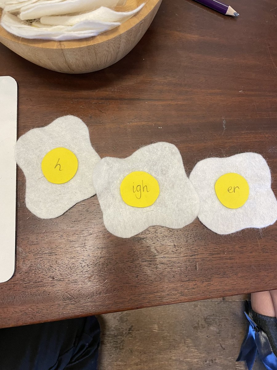 Building words using phonemes on eggs! Fantastic independent work!