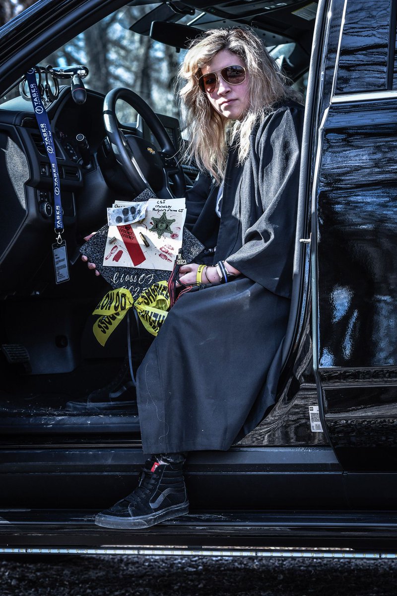 All my senior photos are in! Thank you 392 photography 📸 this is my favorite one!💪🚔💙⚖️🔥
Thanks to a certain detective for letting me take some senior photos with his new 2023 Tahoe! He's officially the coolest person right now😂 47 days and counting until college graduation!