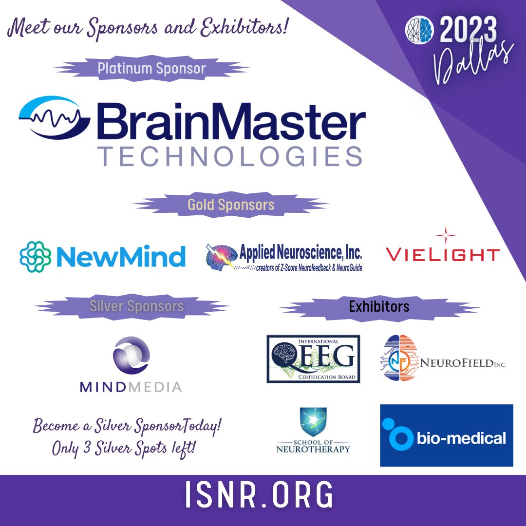 ISNRORG's tweet photo. 📣 Today we are showcasing the sponsors and exhibitors for ISNR's 31st Annual Conference.📣 These companies have some of the most cutting edge technology out there for neuroregulation. 🧠 Be sure to check them out!
#neuroregulation #annualconference #brain #brainhealth https://t.co/HXQ8bdKqsK