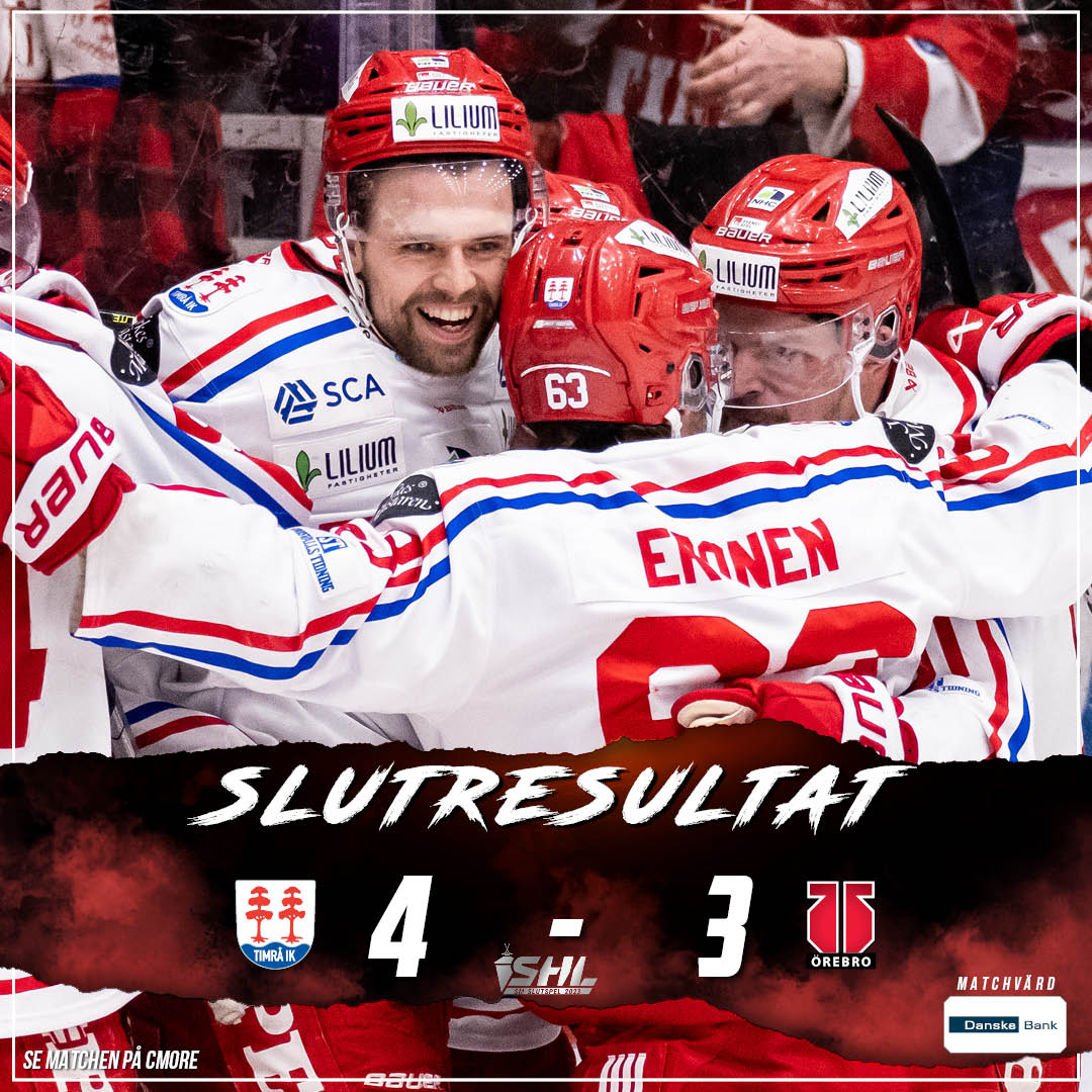 Matchen är över! Timrå vinner och tvingar serien till en sjunde avgörande i Örebro! Timrås mål i perioden gjordes av Pettersson och Hartmann. Matchrapport kommer inom kort! #timraik