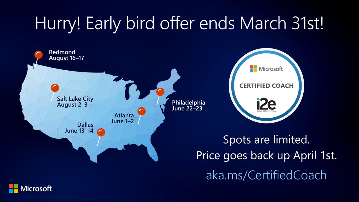 i2eEDU's tweet photo. Now is the last chance to save on any #MicrosoftCertifiedCoach summer cohort!โ๏ธ
Register before March 31st to access exclusive launch pricing! Seats are limited. Save yours now!
โก๏ธhttps://t.co/6tOhbjlDJf
#MCC #MicrosftEDU #EdTech #InstructionalCoach https://t.co/Jw4p8hrnPK