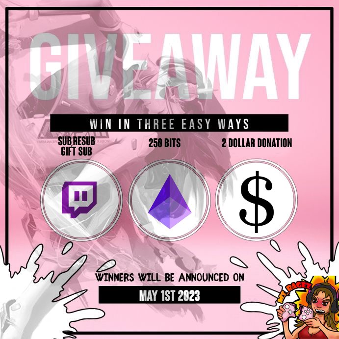 ITS GIVE AWAY TIME! The give away will start as of April 1st 2023 and ends on may 1st 2023! Multiple entries and this is how to enter! You can win anything of my merch! Even the limited edition stuff! All entries on twitch and paypal for the 2$ dono!!!!