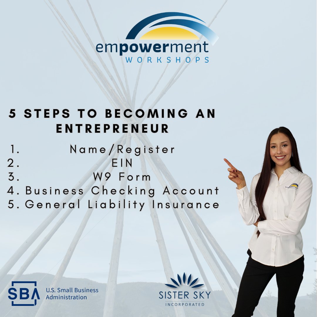 Are you interested in starting a business but don't know where to start? 

Our FREE Empowerment Workshop provides the perfect opportunity to begin. 

View our website to learn more: nativesba.sisterskyinc.com.

#nativeSBA #empowermentworkshops #nativebusiness #nativeentrepreneur