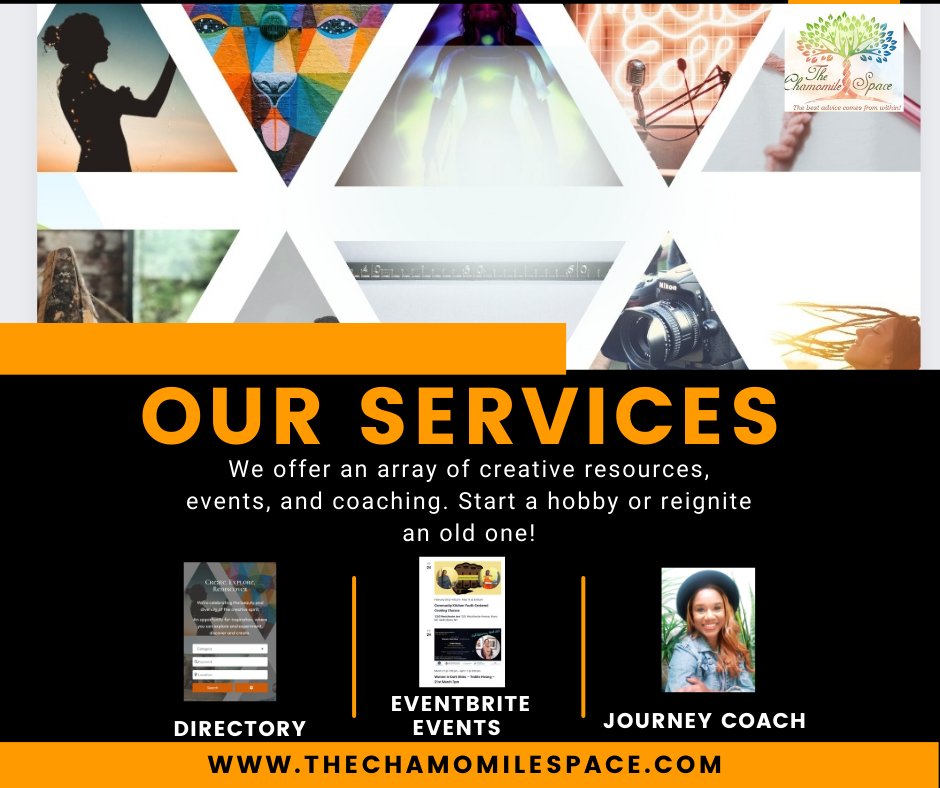 ChamomileSpace's tweet photo. Not sure of our services? Take a look!
https://t.co/u4PBHPHrTh 

Have an event, business, or freelance course/ workshop related to the creative industry? Add your listing. Quick and easy! 

#thechamomilespace #creators #artists  #spiritualists #addlisting #eventbriteevents https://t.co/EMi7qc2xAz