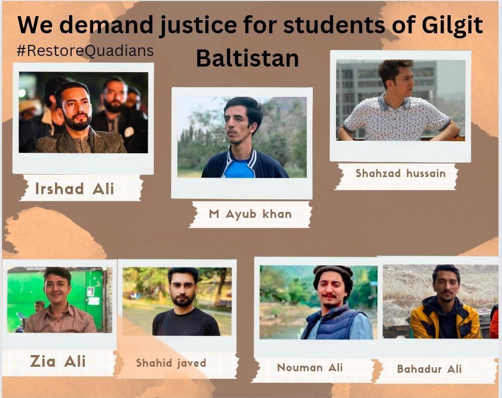 RLadlaa's tweet photo. We condemn the expulsion of the 8 students from GB without a fair trial and proper investigation. The expulsion of students without due process is a violation of their rights and can have a devastating impact on their future. 
#RestoreGBians 
#RestoreQuadians https://t.co/QCNnoCrzSc
