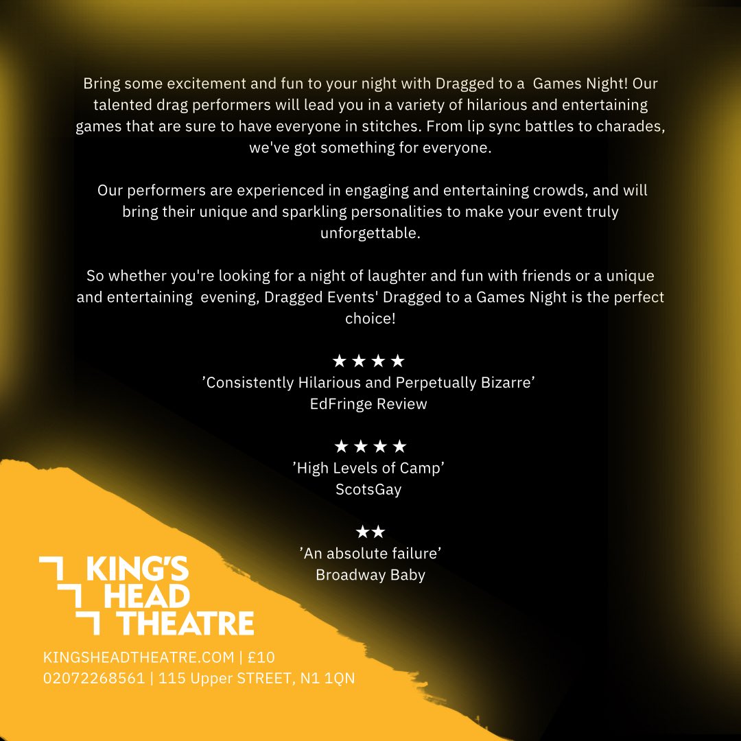 draggedevents's tweet photo. Who’s keen on a camp night out….

Well Linda you’re being dragged to a games night …. That’s right!

Audience participation is a must. Oh and feel free to dress to impress… 

#dragqueen #lgbt #London https://t.co/veymgnJwNZ
