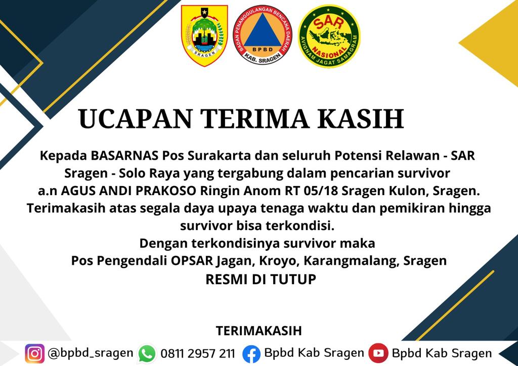 bpbd_sragen's tweet photo. Terima kasih @SAR_NASIONAL . https://t.co/9XMcVIxEHP