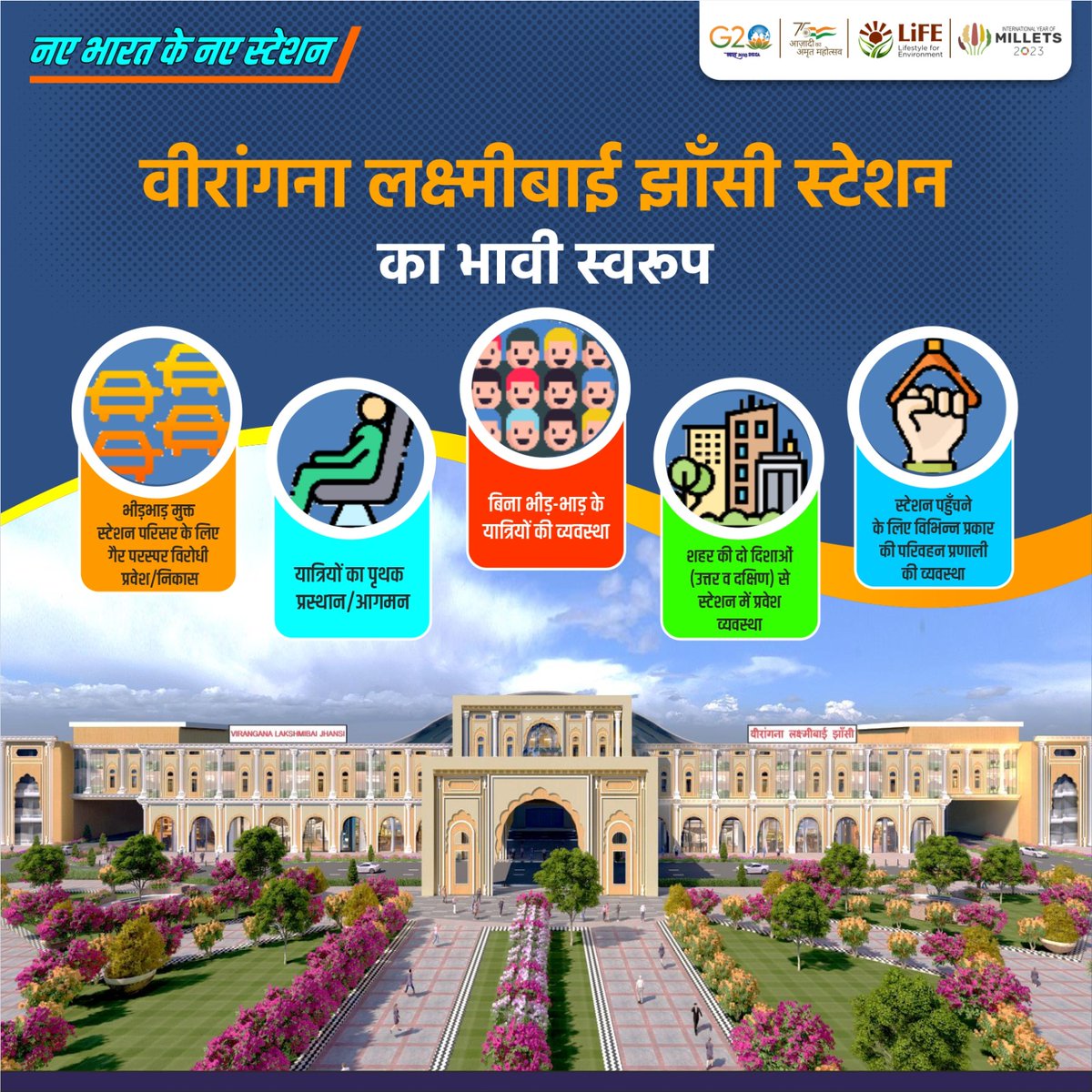 CPRONCR's tweet image. विश्वस्तरीय एवं अत्याधुनिक सुविधा से लैस होगा वीरांगना लक्ष्मीबाई झाँसी रेलवे स्टेशन...
#VirasatBhiVikasBhi
#NayeBharatKaNayaStation
#StationRedevelopment