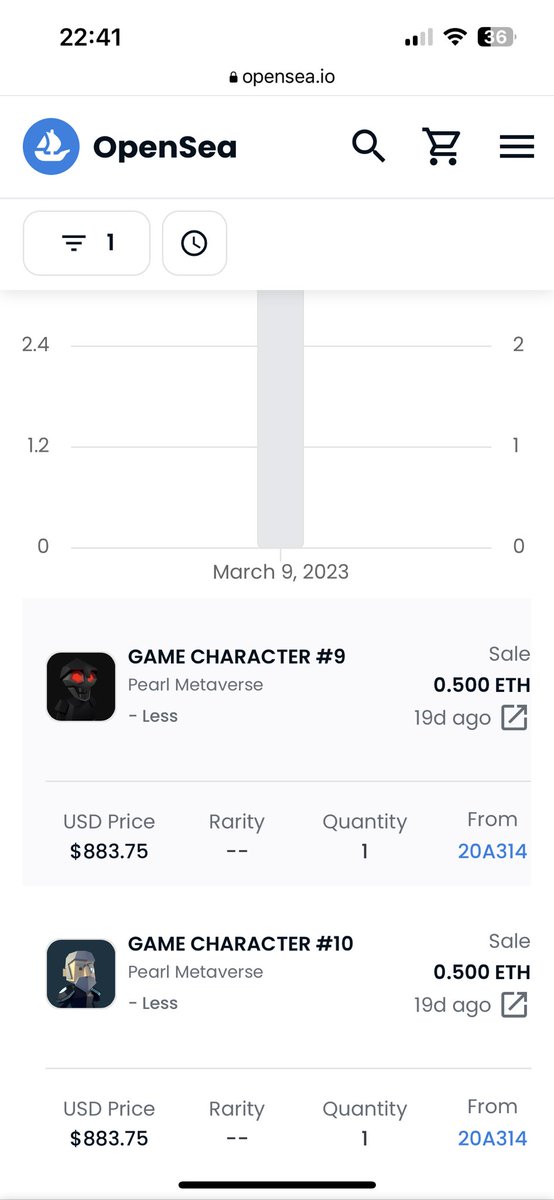 🚫注意下，这个游戏最终是木马程序，套路很深，NFT 集合及官网看去都很有感觉，但 NFT 刷的过于明显（图三），可以围观：

opensea.io/collection/pea…

官网最终会引诱你下载游戏程序（实际上是木马，会盗 MetaMask 钱包资产、推特账号等）：
pearlmetaverse[.]io