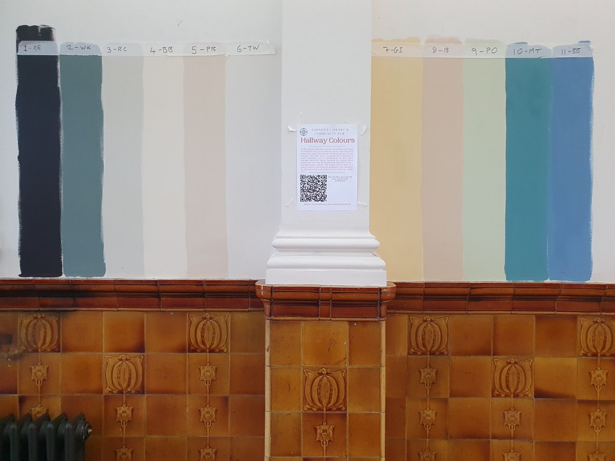 At the Library and Hub, we love the Hallway and want to refresh it to try and make the Library and Hub more welcoming and enhance the heritage beauty of this building. One idea was to leverage the redecoration work, necessary as a consequence of the

carnegiecommunityhub.org.uk/hallway-colour…