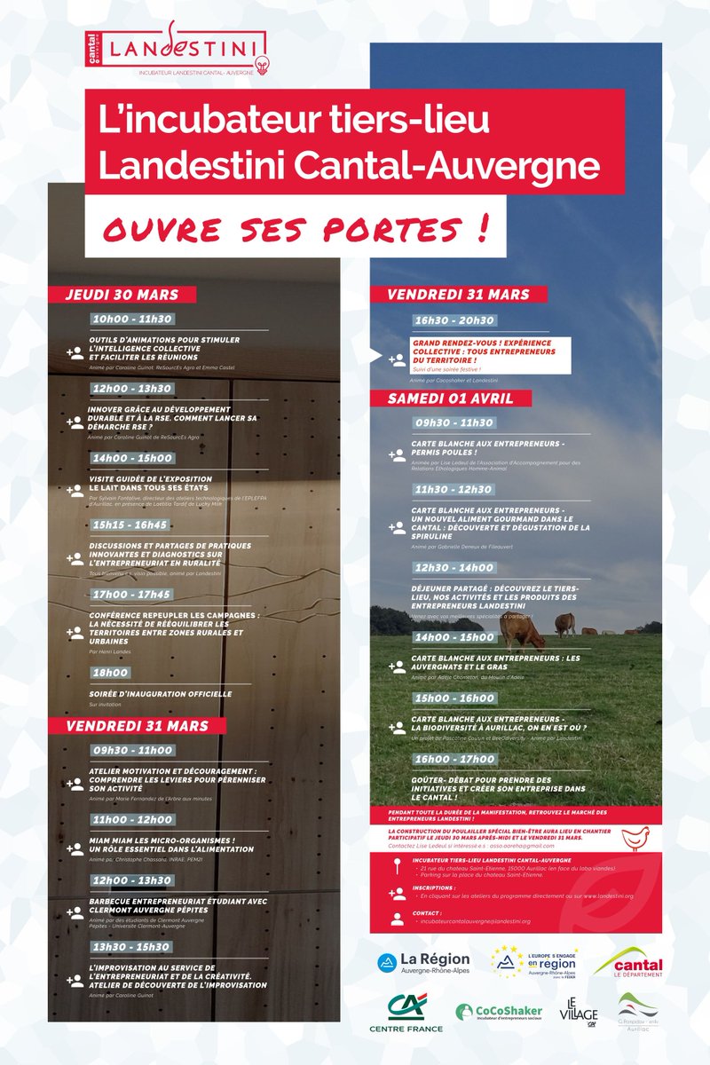Rejoignez-nous cette semaine pour 3 jours pour fêter l'entrepreneuriat en ruralité! C'est cette semaine à Aurillac! On vous attend nombreux!
#entrepreneuriat #ruralité #entreprendreautrement
