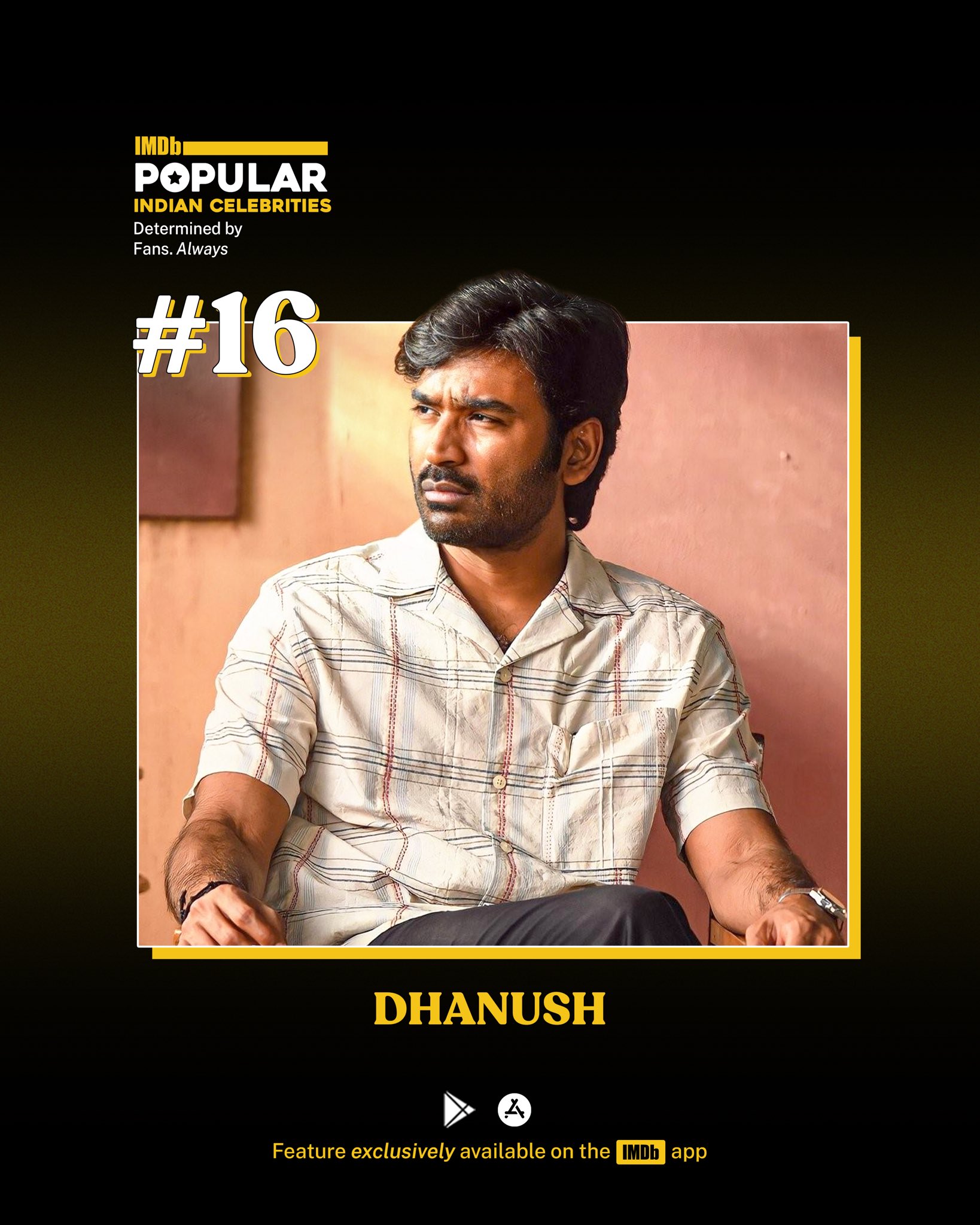 Dhanush Tops IMDB List Of Most Popular Indian Stars, Followed By