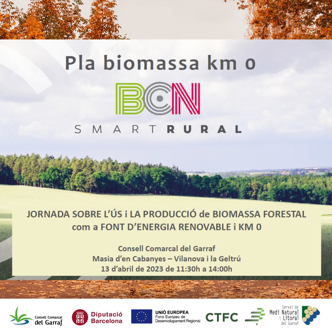 ctforestal's tweet photo. 🗣️Adriano Raddi obrirà la "Jornada sobre l'ús i la producció de #biomassa forestal com a font d'energia renovable i km 0" a càrrec del #CTFC i del @BcnSmartRural 
📅13 abril 🕦11:30 - 14 h
📍Masia d'en Cabanyes - Vilanova i la Geltrú https://t.co/TgVEIroqEK