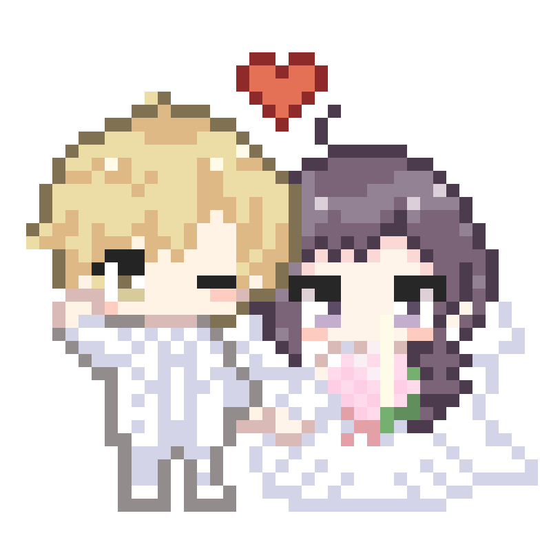 「今回のWeb結婚式で使用したドットアイコンはyuyuさん()に制作いただきました」|Perico@漫画家のイラスト