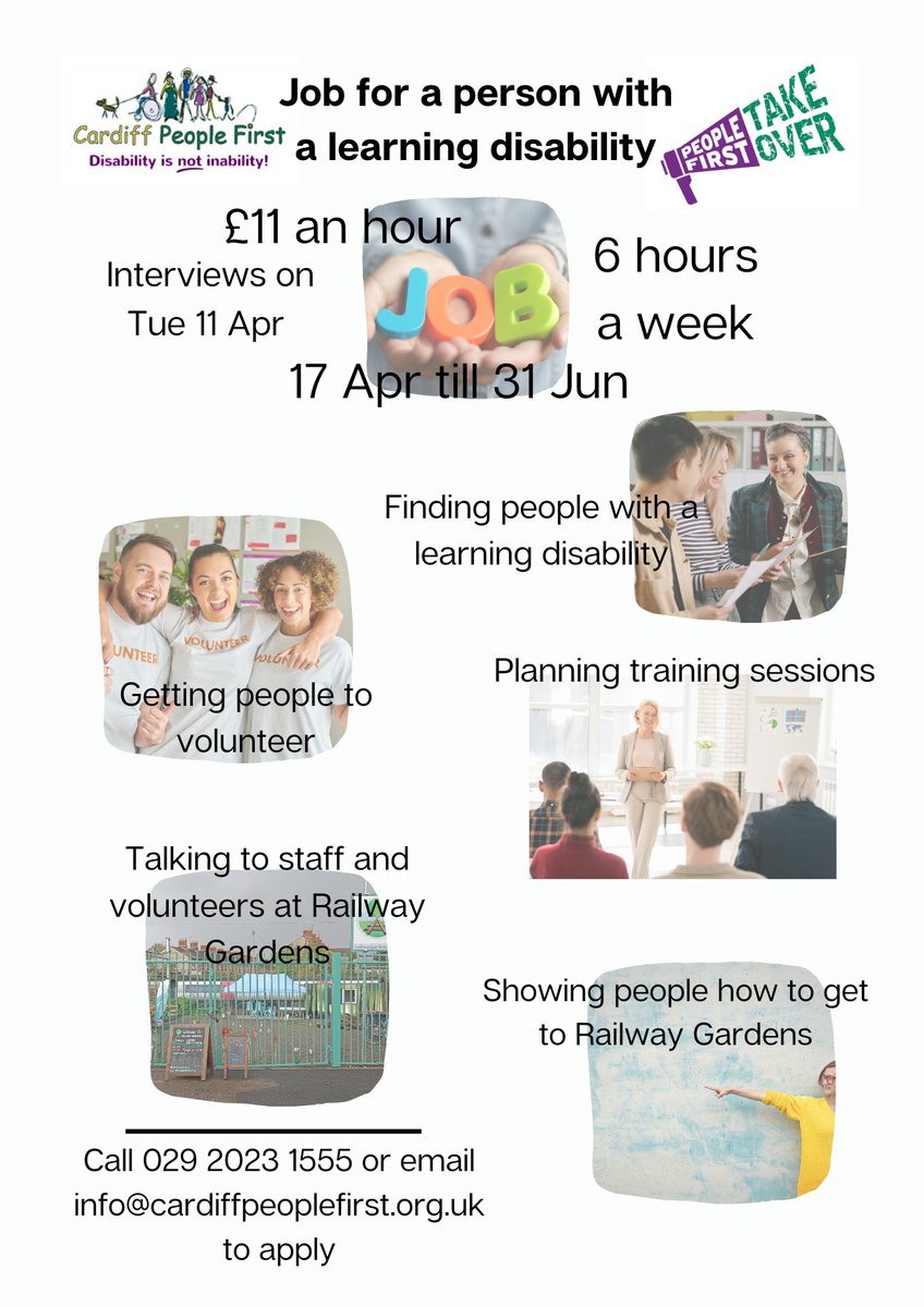 CardiffPF's tweet photo. On Wednesday, come along to see us at @CorpMarketCdf 10.30 till 11.30, if you have a learning disability and want a job. We have 2 jobs going. You can ask anything about it and get advice on how to find out if you can do it without having benefits problems. https://t.co/bMatwKSNQ6