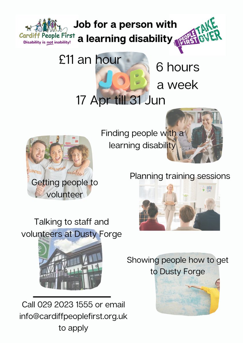 CardiffPF's tweet photo. On Wednesday, come along to see us at @CorpMarketCdf 10.30 till 11.30, if you have a learning disability and want a job. We have 2 jobs going. You can ask anything about it and get advice on how to find out if you can do it without having benefits problems. https://t.co/bMatwKSNQ6