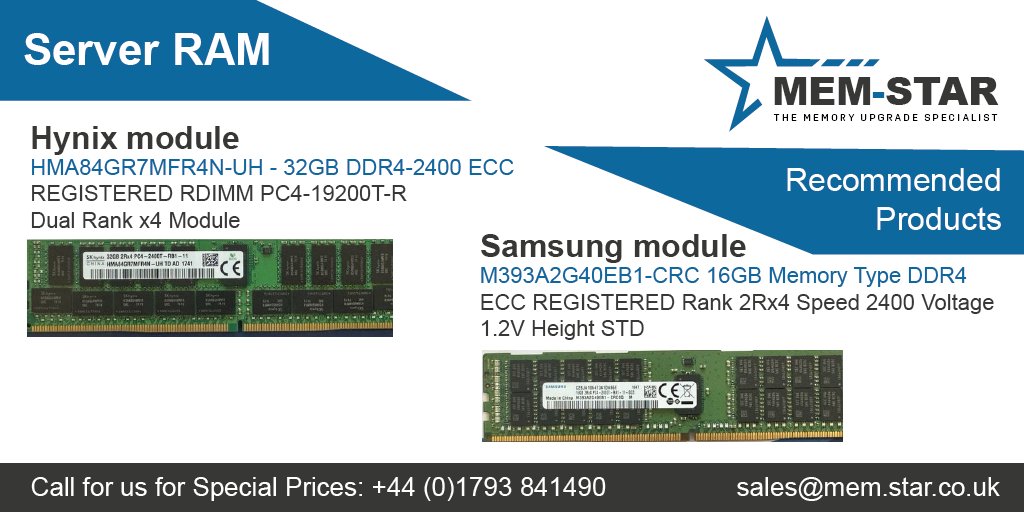 👍 Recommended Memory. Contact us for the best prices on these modules and any other server memory upgrades today. lnkd.in/dsghiB7 #memoryoftheweek #ram #servermemory #memoryupgrades #samsung #hynix