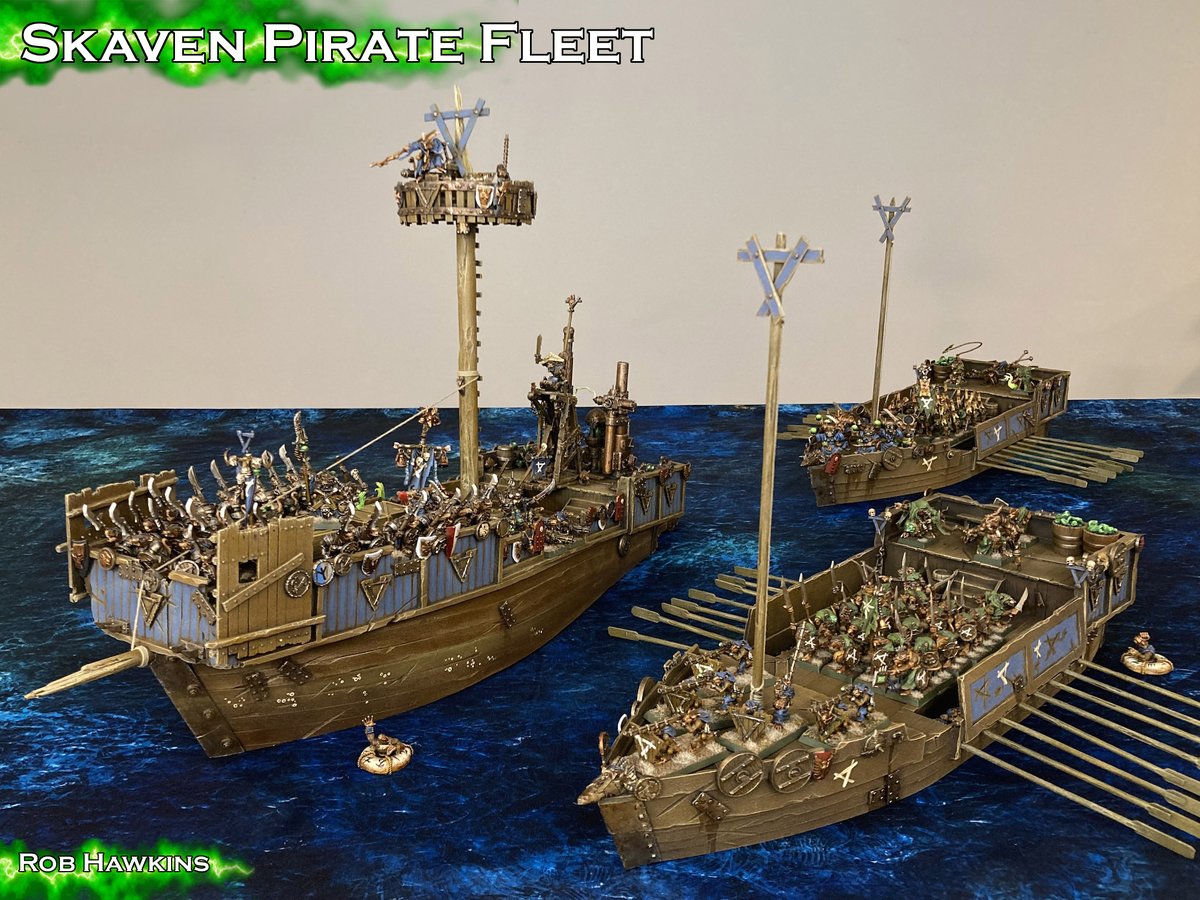 Ships Ahoy!  This week's blog takes a look at my Skaven Pirate Fleet:
robhawkinshobby.blogspot.com/2023/03/the-sk…

#Skaven #AoS #Warhammer #AgeofSigmar #WarhammerBoats #WargameTerrain