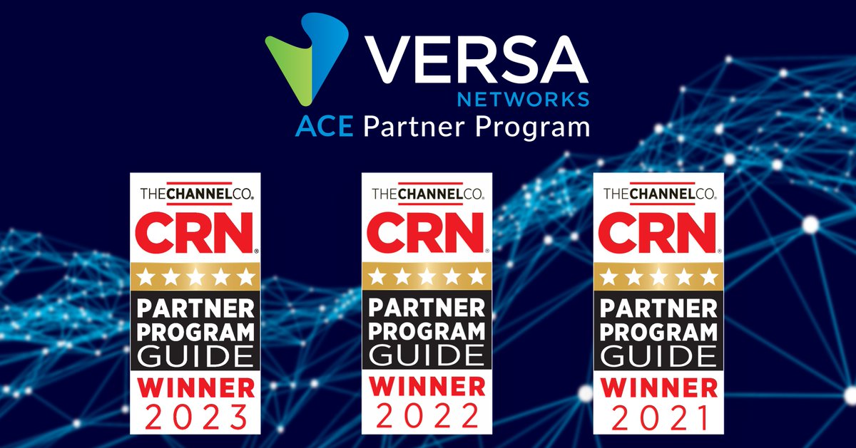 Three years in a row, the Versa ACE #PartnerProgram has been honored with the top 5-Star, CRN-rated 2023 Partner Program Guide published by @CRN, a brand of @TheChannelCo. Partner with the Unified SASE Leader: bit.ly/3ZksUg1.