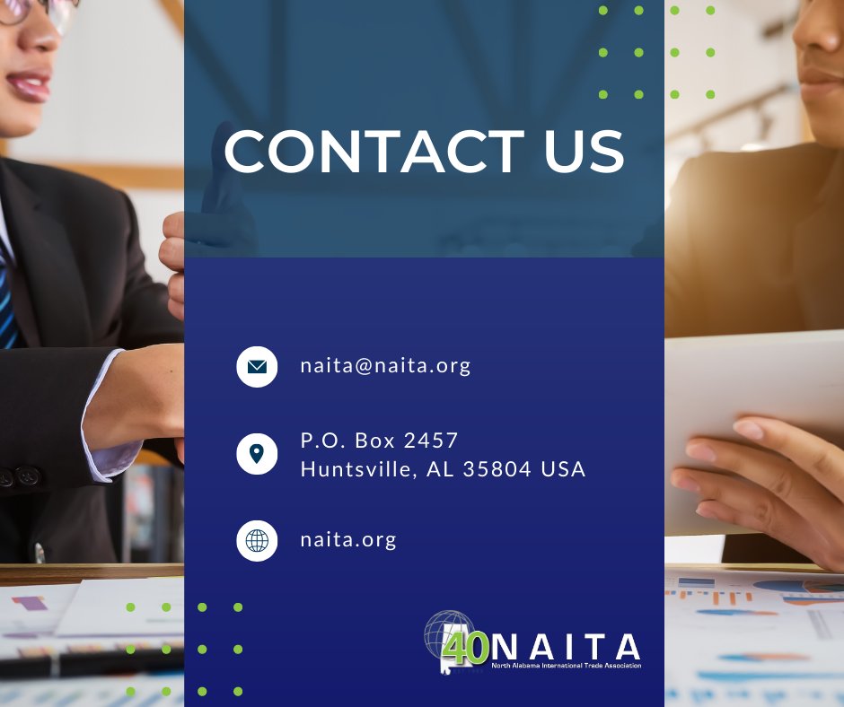 HSVNAITA's tweet photo. When you join NAITA, you become an advocate for international trade. 

International trade is essential to America's economic growth - and NAITA works to be the regional resource for international trade development.

Contact us today: https://t.co/rfh0XF7x6R

#naita https://t.co/BVStRnS4wZ