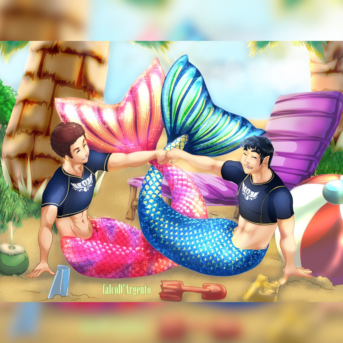 LivingLife411's tweet photo. Very special art of me and a Merbro #mermanMonday https://t.co/Jlt4tgrXtC