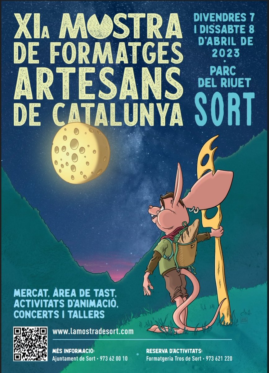 pnaltpirineu's tweet image. Aquesta setmana santa els dies 7 i 8 d’abril organitzem junt amb @ajuntamentsort, #TrosdeSort i ACREFA la XIa Mostra de #Formatges 🧀 Artesans de Catalunya de Sort al #PNAltPirineu. Inclou mercat, tastos 😋, rutes guiades 👣, maridatges 🍷, tallers i molt més! 
Us hi esperem!