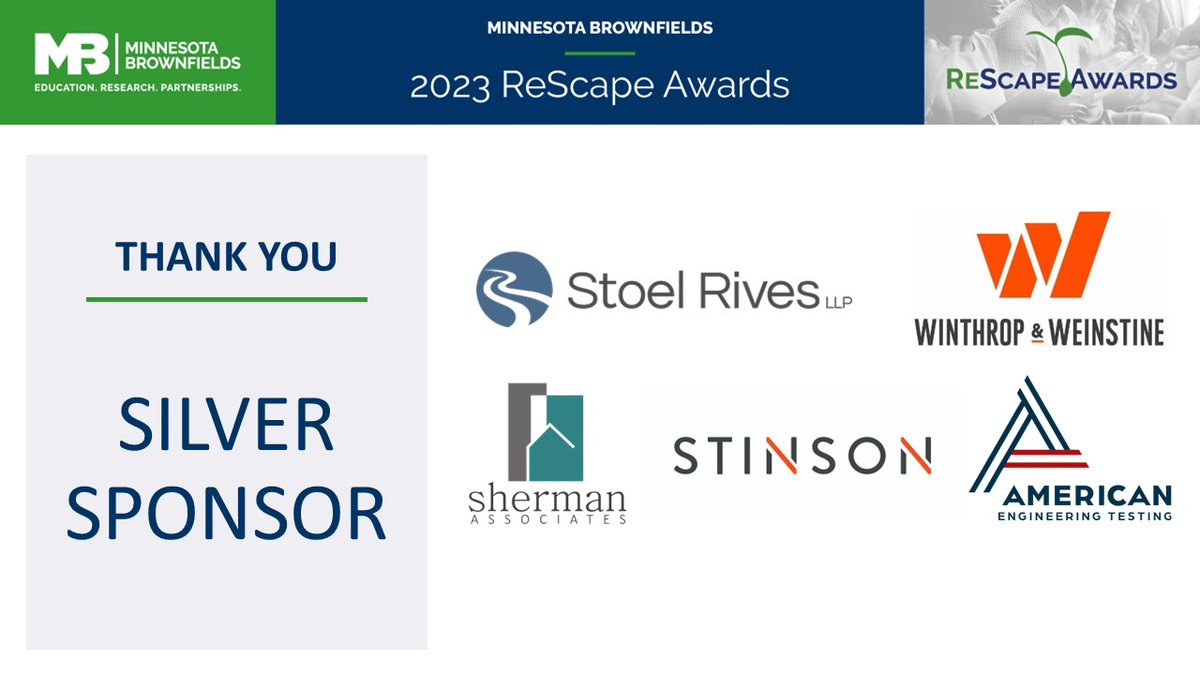 Thank you to our Silver ReScape sponsors! Our event would not be possible without your support.