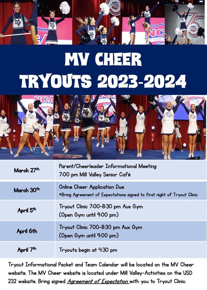 Parent/Cheerleader Informational Meeting for 2023-2024 tonight at 7:00 pm