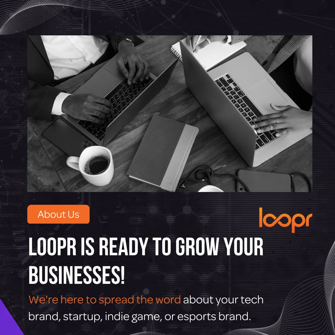 LooprMarketing's tweet photo. We're here to spread the word about your tech brand, startup, indie game, or esports brand. We offer:

- Marketing &amp; Digital Strategy
- Public &amp; Media Relations
- Influencer Marketing

🥽 Let's Work Together! Just Drop Us A Line: https://t.co/q3rUqSmFSc

#loopr #digitalma… https://t.co/ZEjRonByxx