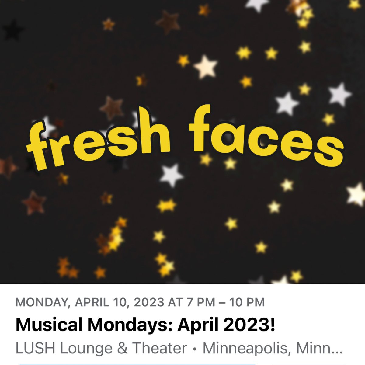 Musical_Mondays's tweet photo. A sparkly-eyed line-up on April 10th! https://t.co/RqSszVqTZ6