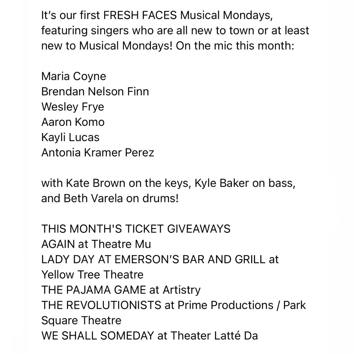 A sparkly-eyed line-up on April 10th!