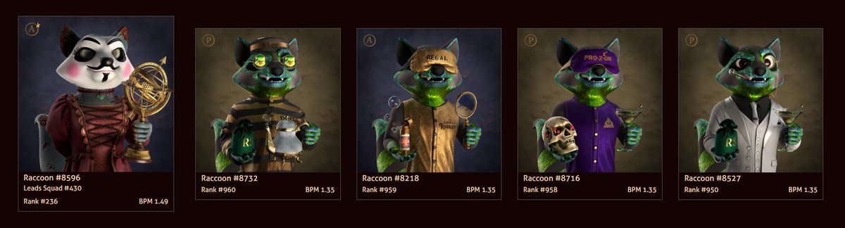 Happy #SyndicateSunday raccoons, my most powerful squads from <a href="/RaccoonSyndicat/">Raccoon Syndicate</a> are ready for the first battle round on March 31st, are your squads ready?  don’t miss it, let’s freaking gooo raccoons 🔥💚🚀 #CNFT #CNFTCollection #CNFTCommunnity #CNFTProject #nft #3dart