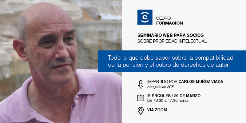 #Autor, #editor ¿quieres saber todo sobre la compatibilidad de la pensión y el cobro de derechos de autor? 

➡️ No te pierdas el próximo #SeminarioWeb de #CEDROformación para socios. 
📅 29/03 (16:30 h)

Más información en: cedroformacion@cedro.org

#YosoydeCEDRO