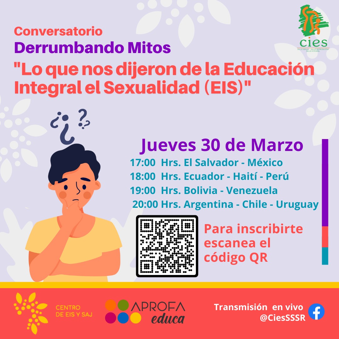 ini_sanitarias's tweet photo. ✅Conversatorio: Derrumbando Mitos "Lo que nos dijeron de la Educación Integral en Sexualidad"
📆Jueves 30 de marzo
🕔20:00🇺🇾Uruguay
S U M A T E 👇
@CIESBolivia @APROFAChile 
#Conversatorio #DerrumbandoMitos #CentroEISySAJ  #AprofaEduca #CiesSSR https://t.co/JZFSDJpZ78
